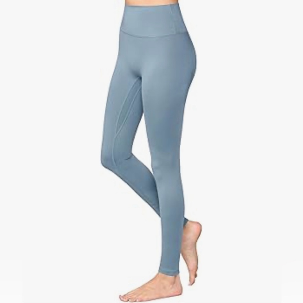 High Waisted Leggings with Inner Pocket Full-Length Yoga Pants -ice blue